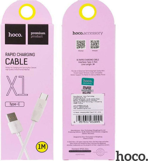 Hoco X1 USB 2.0 Kabel USB Typ-C männlich - USB-A Weiß 1m HOC-X1c-W