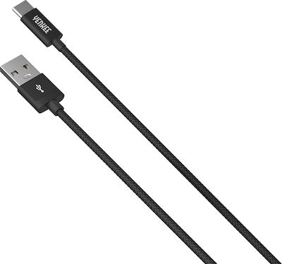 Yenkee Braided USB 2.0 Cable USB-C male - USB-A male Black 2m (YCU 302 BK)