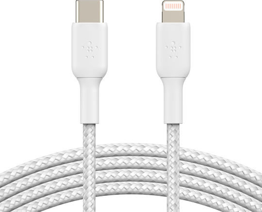 Belkin Braided USB-C to Lightning Cable 30W White 2m (CAA004bt2MWH)