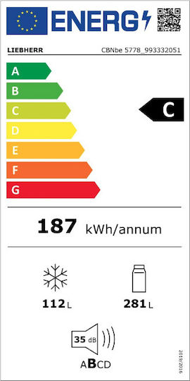 Liebherr Ψυγειοκαταψύκτης 393lt NoFrost Υ201xΠ70xΒ66.5εκ. Μπεζ CBNbe 5778