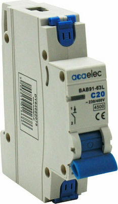 Aca 1-Pole Automatic Circuit Breaker 20A MCB 4.5kA 230V Τύπου C DY02060075