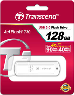 Transcend JetFlash 730 128GB USB 3.0 Stick Alb