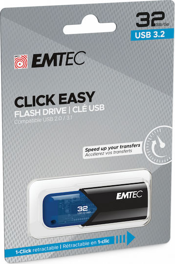 Emtec Click Easy 32GB USB 3.2 Stick Μπλε