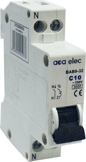 Aca 2-Poles Automatic Circuit Breaker 10A 1P Καμπύλης C 230V DY02080002