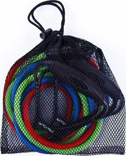 Spokey Backer II Tubular Elastic Bands with Handles Set 3pcs Multicolored 1.27m