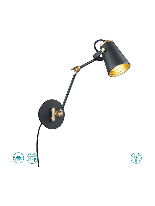 Trio Lighting Edward Single Spot with Socket E14 in Black Color