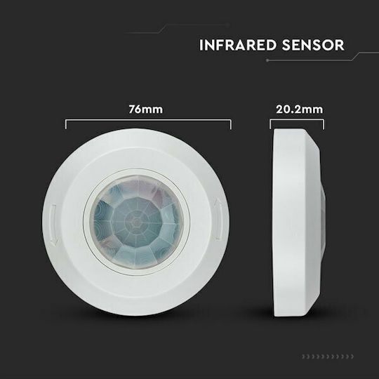 V-TAC VT-8091 Wired Infrared Motion Sensor 360° Detection Scope 8m