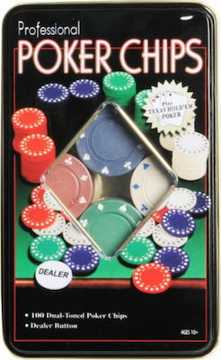 Modiano Set 100 Poker Chips 4gr in Metallic Box with 2 Decks