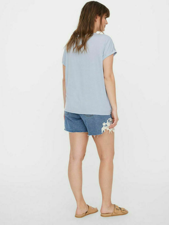 Vero Moda Women's Summer Blouse Short Sleeve Light Blue