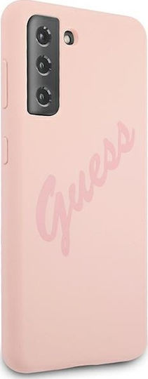 Guess Script Vintage Back Cover Πλαστικό Ροζ (Galaxy S21+ 5G)
