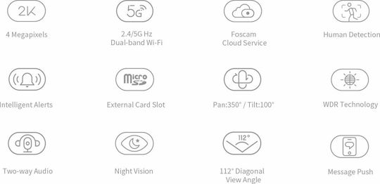 Foscam R4M IP Κάμερα Παρακολούθησης Wi-Fi Full HD+ 4MP με Αμφίδρομη Επικοινωνία και Φακό 2.8mm 4MP