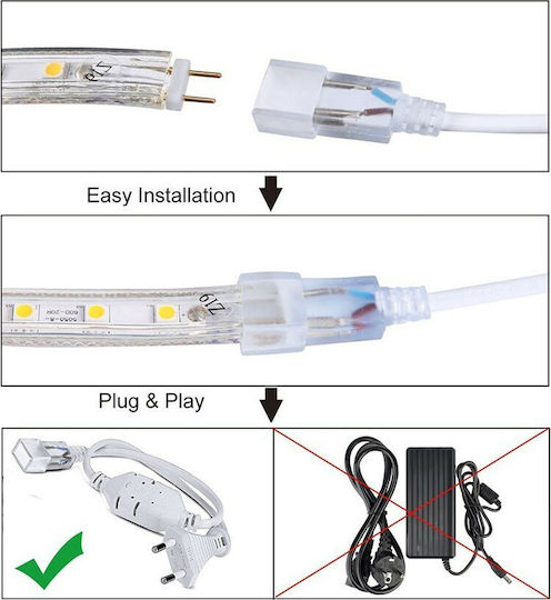 Universe Waterproof LED Strip 220V Natural White Light 1m Type SMD5050