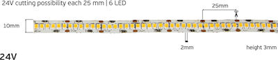 VK Lighting Ταινία LED Τροφοδοσίας 24V με Φυσικό Λευκό Φως Μήκους 5m και 240 LED ανά Μέτρο Τύπου SMD2835