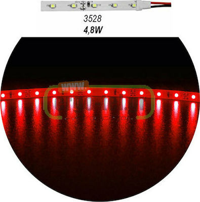 Adeleq Bandă LED Alimentare 24V cu Lumină Roșu Lungime 5m și 60 LED-uri pe Metru SMD3528
