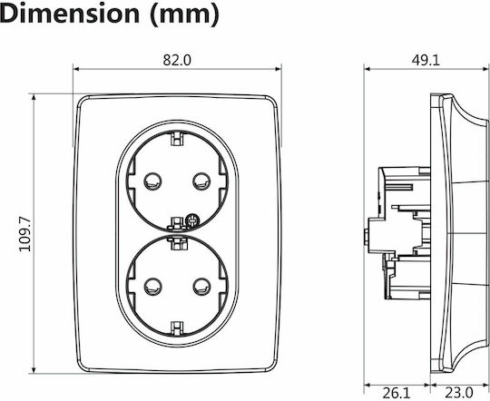 Aca Prime Double Walled Power Socket Matte Aluminium