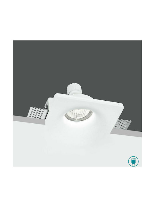 Fan Europe Senso1 Square Plaster Recessed Ceiling Spot with GU10 Bulb Base White 12x12cm