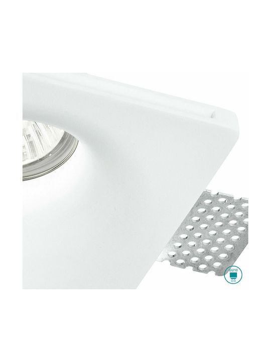 Fan Europe Senso1 Square Plaster Recessed Ceiling Spot with GU10 Bulb Base White 12x12cm