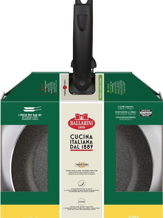 Ballarini Aosta Granitium 5 Pans Set of Aluminum with Stone Coating Grey 2pcs