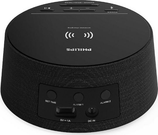 Philips Масов Дигитален Часовник с Будилник и Безжично Зареждане Черен TAPR702/12