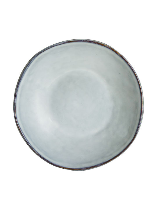 Dutch Rose Organic Plate Soup Ceramic Blue with Diameter 23.5cm