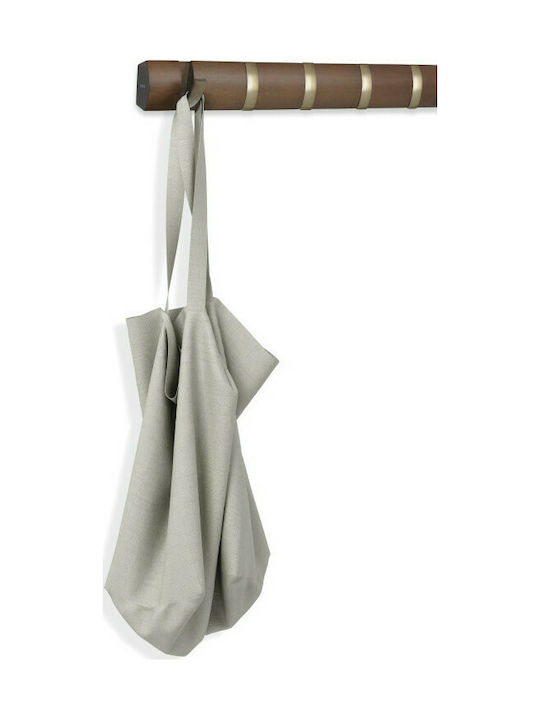 Umbra Wooden Wall Hanger Flip 8 Hook with 8 Slots Brown 81.3x3.2x7.6cm 1pc