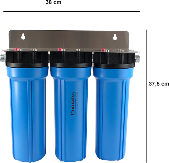 Primato 3-Stage Under Sink Water Filter System USA3GB12 , ½" Inlet/Outlet, with 10" Replacement Filter Primato Ultra CTO 5 μm & Primato Ultra PB 0.5 μm