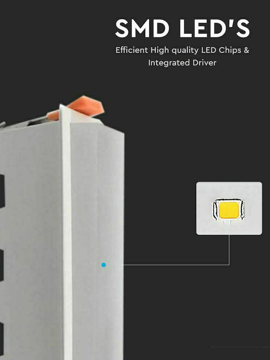 V-TAC Παραλληλόγραμμο Χωνευτό LED Panel 10W με Ψυχρό Λευκό Φως 6400K 16x4.5εκ.