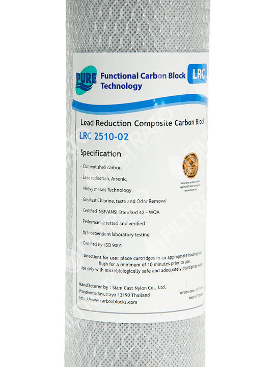 Pure Ανταλλακτικό Φίλτρο Νερού Άνω Πάγκου από Ενεργό Άνθρακα 10" LRC 2510-02 2 μm