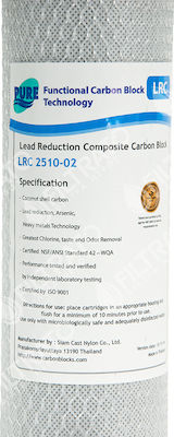 Pure Upper and Lower Counter Water Filter Replacement from Activated Carbon 10" LRC 2510-02 2 μm 1pcs