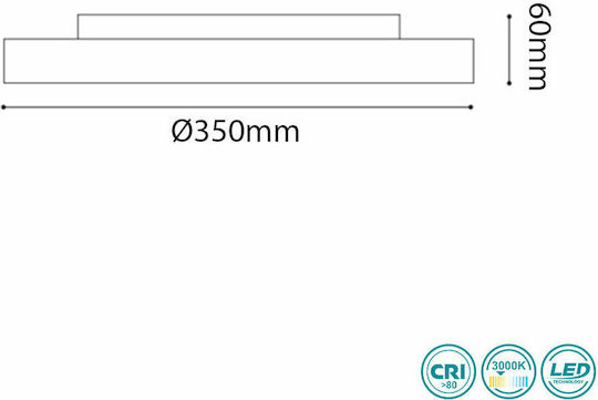 Ideal Lux Halo Rund Draußen LED Panel 25W mit Warmes Weiß Licht 3000K