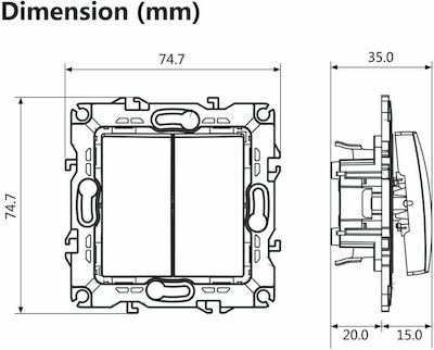 Aca Prime Recessed Electrical Lighting Wall Switch no Frame Basic White 1000110201