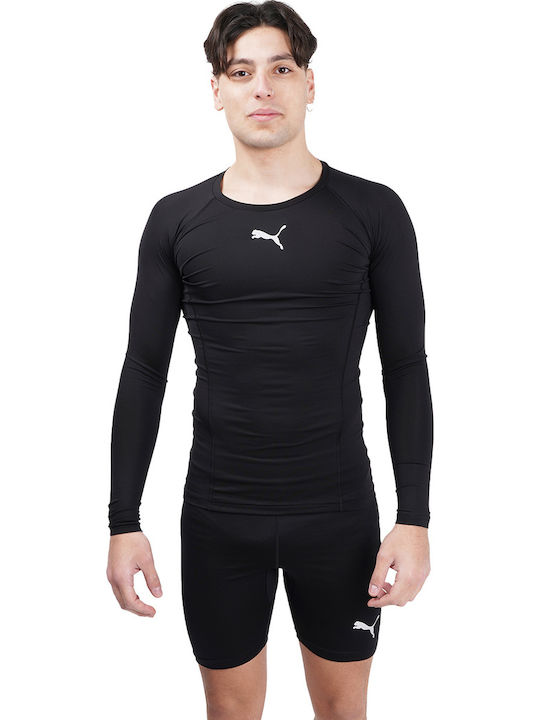 Puma Liga Baselayer Bluza termică pentru bărbați cu mâneci lungi Compresie Negru