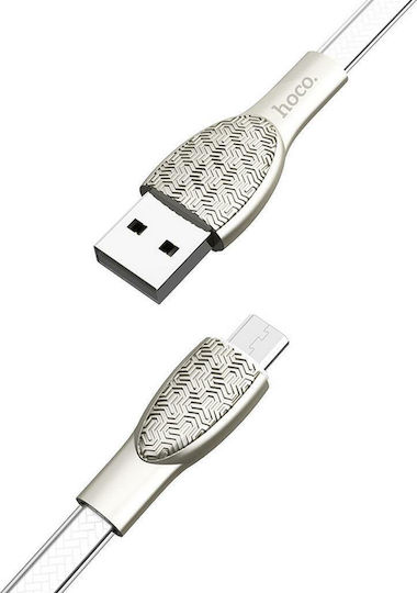 Hoco U52 Bright 1.2m Flat USB 2.0 to micro USB Cable Silver (HC-U52MSL)