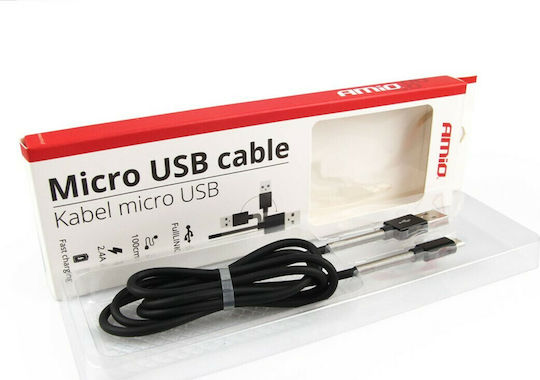 AMiO Regular USB 2.0 to micro USB Cable Μαύρο 1m (01431)