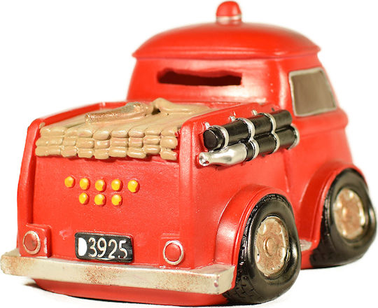 SP Souliotis Fire Truck Plastic Red Money Box 13x9x11cm