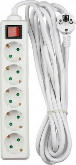 V-TAC Power Strip 5 Positions with Switch and Cable 5m