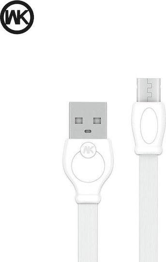 WK WDC-023W Flat USB 2.0 spre micro USB Cablu Alb 1m 1buc