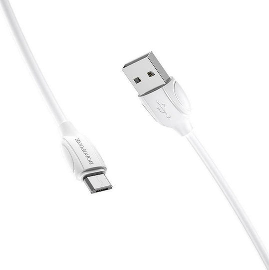 Borofone Regular USB 2.0 to micro USB Cable Λευκό 1m (Benefit)