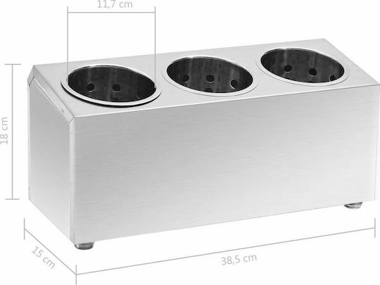 vidaXL Stainless Steel Utensil Holder 18x18x18cm 18cm 3 Positions