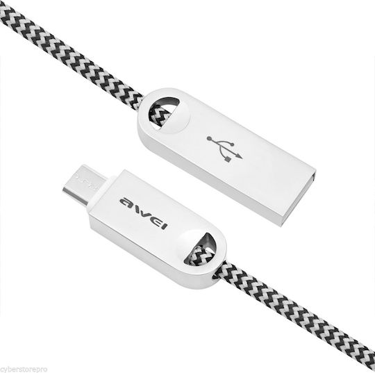 Awei CL-30 Braided USB 2.0 spre micro USB Cablu Gri 1m 1buc