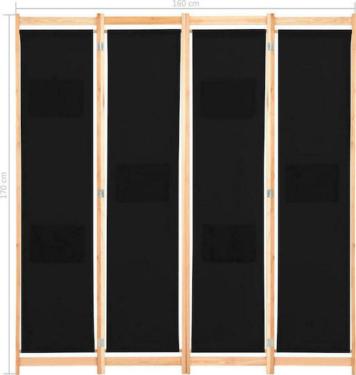 vidaXL Decorativ Paravan Lemn cu 4 Panouri 160x170cm