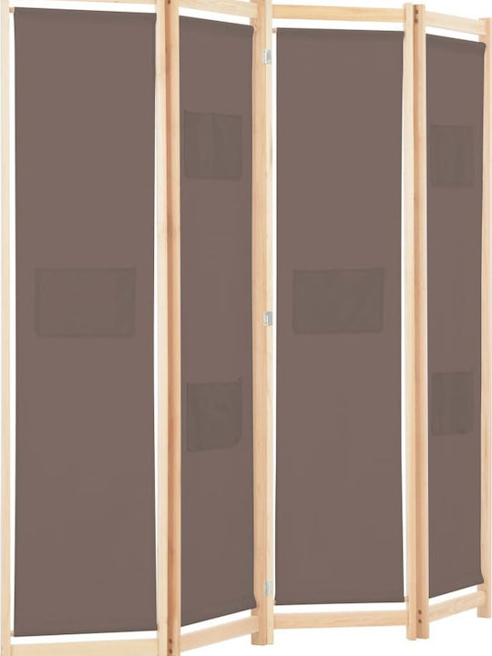 vidaXL Wooden Room Divider with 4 Panels 160x170cm