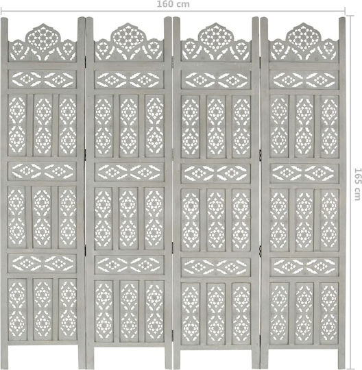 vidaXL Dekorativer Raumteiler Hölzernes mit 4 Paneelen 160x165cm