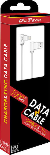 De-21i Unghi (90°) / Regular USB-A la Cablu Lightning Alb 1m (14130)