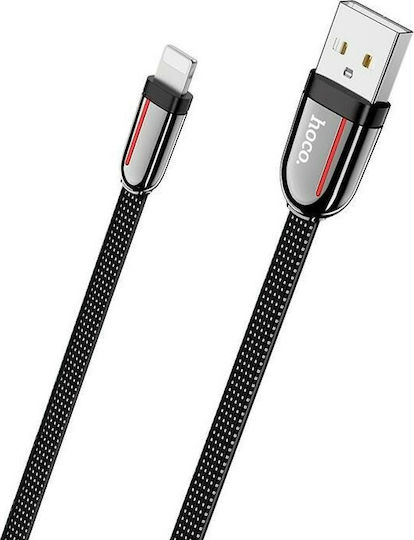Hoco Braided / Flat USB to Lightning Cable Μαύρο 1.2m (U74)