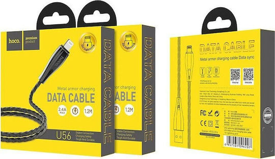 Hoco Stainless USB to Lightning Cable Γκρι 1.2m (U56)