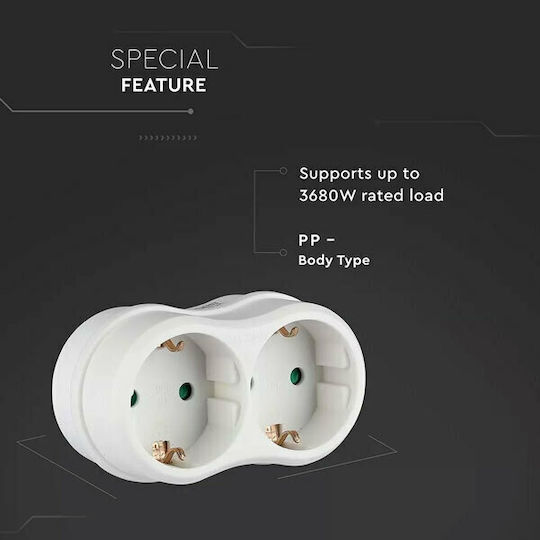 V-TAC T-förmiger Wandstecker 2 Positionen