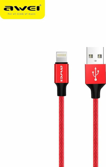 Awei CL-60 Braided USB-A la Cablu Lightning Roșu 1m