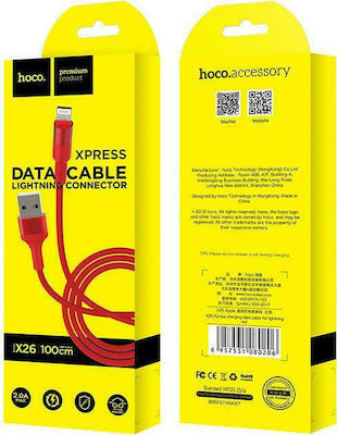 Hoco X26 Xpress Geflochten USB-A zu Lightning Kabel Rot 1m (HC-X26-L-SRED)