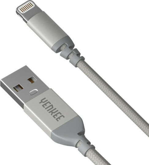 Yenkee Braided USB to Lightning Cable Γκρι 2m (YCU 612 SR)